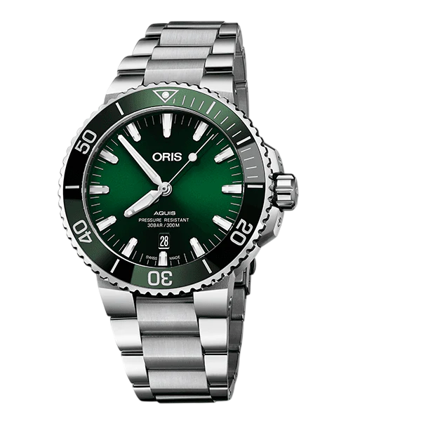 Pre-Owned Oris Aquis Green Dial Bracelet Date