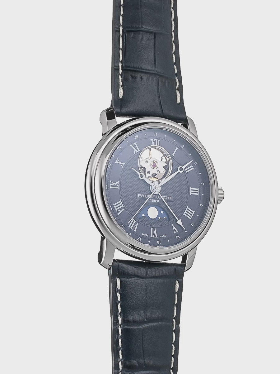 Load video: Frederique Constant Classics Heart Beat Moonphase Date
