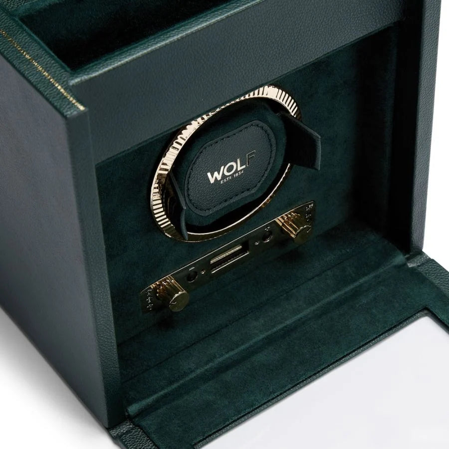British Racing Single Watch Winder with Storage - Green