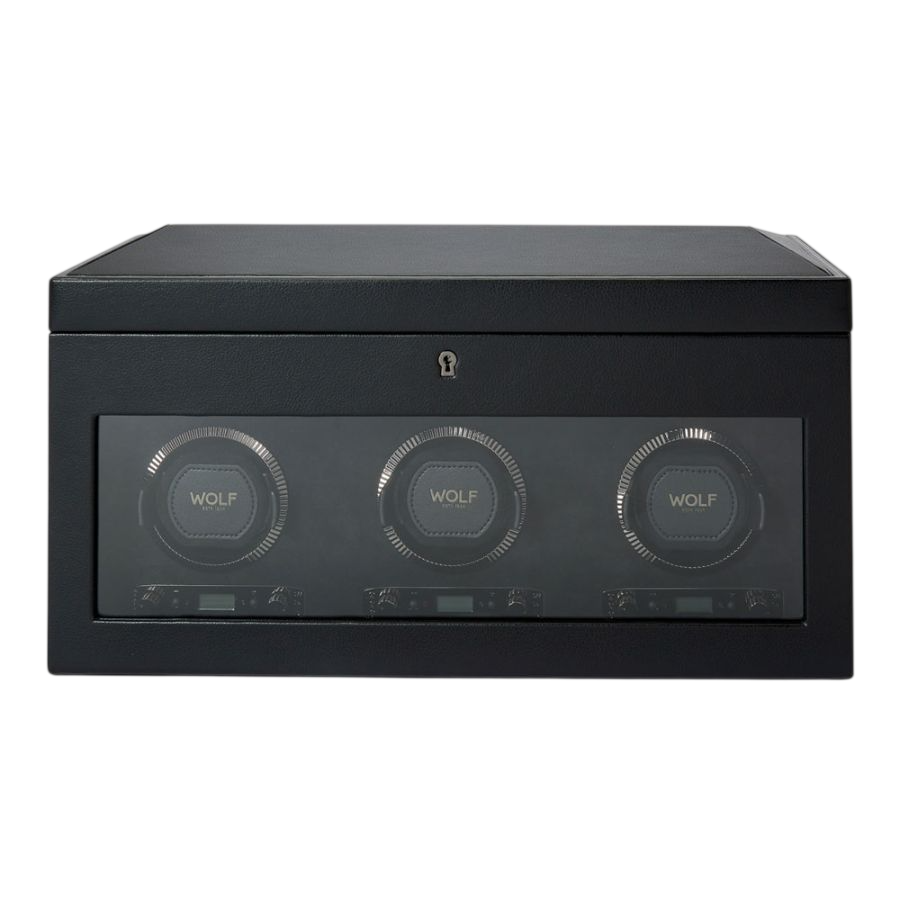 Black British Racing Triple Watch Winder with Storage - 792302